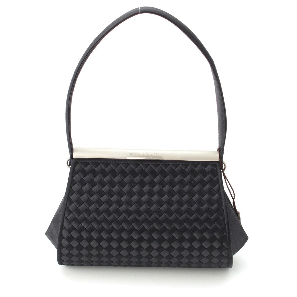 Bottega Veneta Intrecciato Satin Clasp Handbag Black